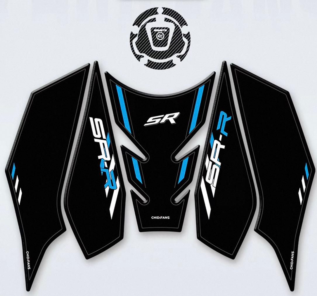 CFMOTO 675SR verdickten Gummi Tankpad + 5D Carbon Tanksticker